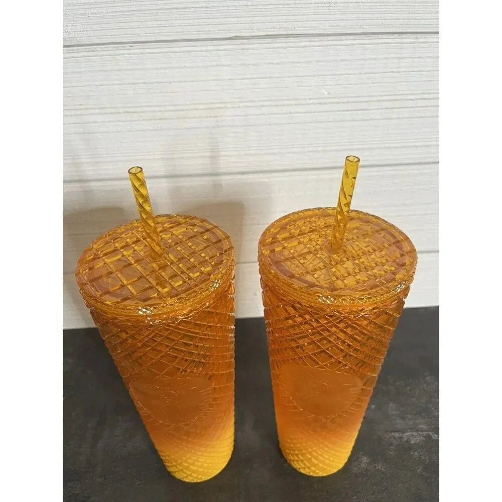 Starbucks NEW Mango Venti Tumblers- Orange (24oz)  Set Of 2